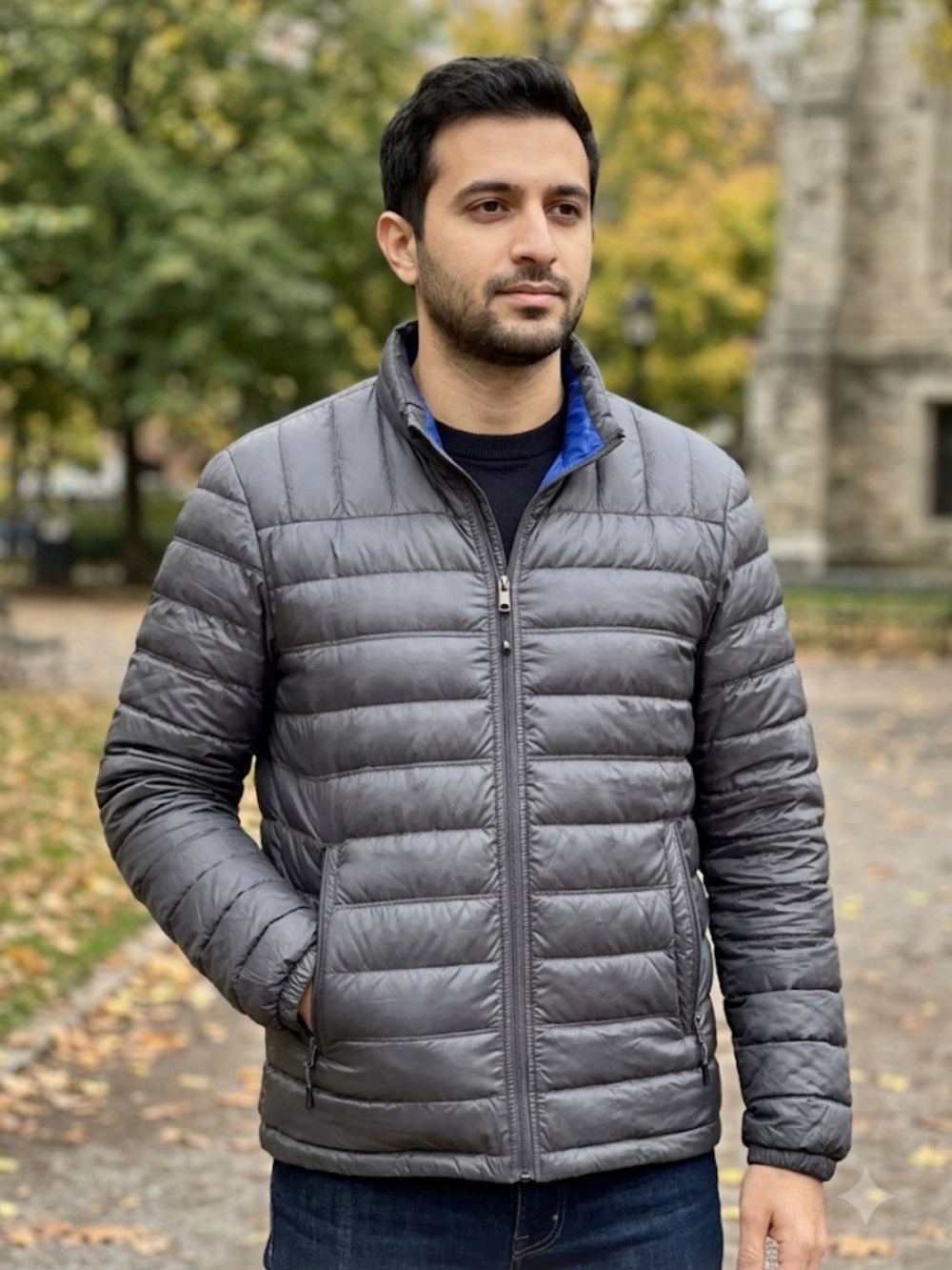 Solaris Gray Natural Down Puffer Jacket Size M
